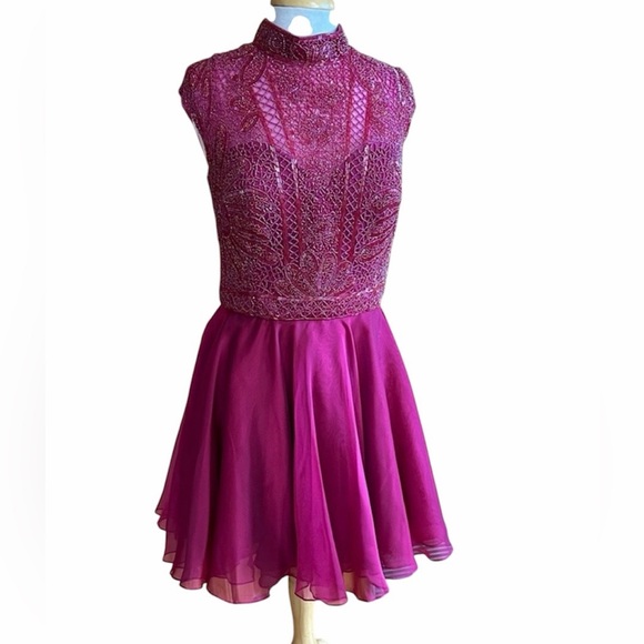 Sherri Hill prom cocktail party dress. Chiffon skirt beaded bodice. Size 16.